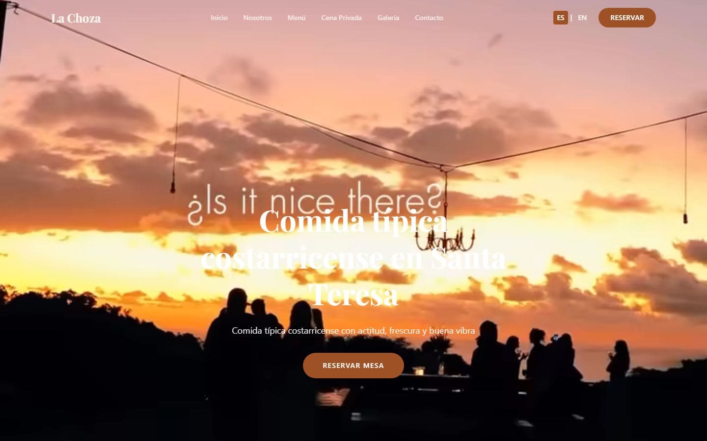 Sitio web de La Choza, negocio de Santa Teresa