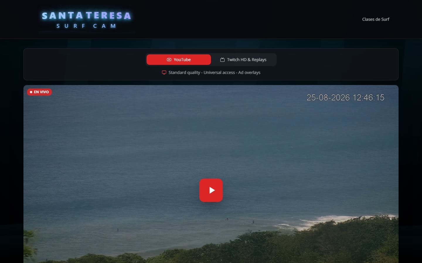 Sitio web de Santa Teresa Surf Cam, negocio de Santa Teresa